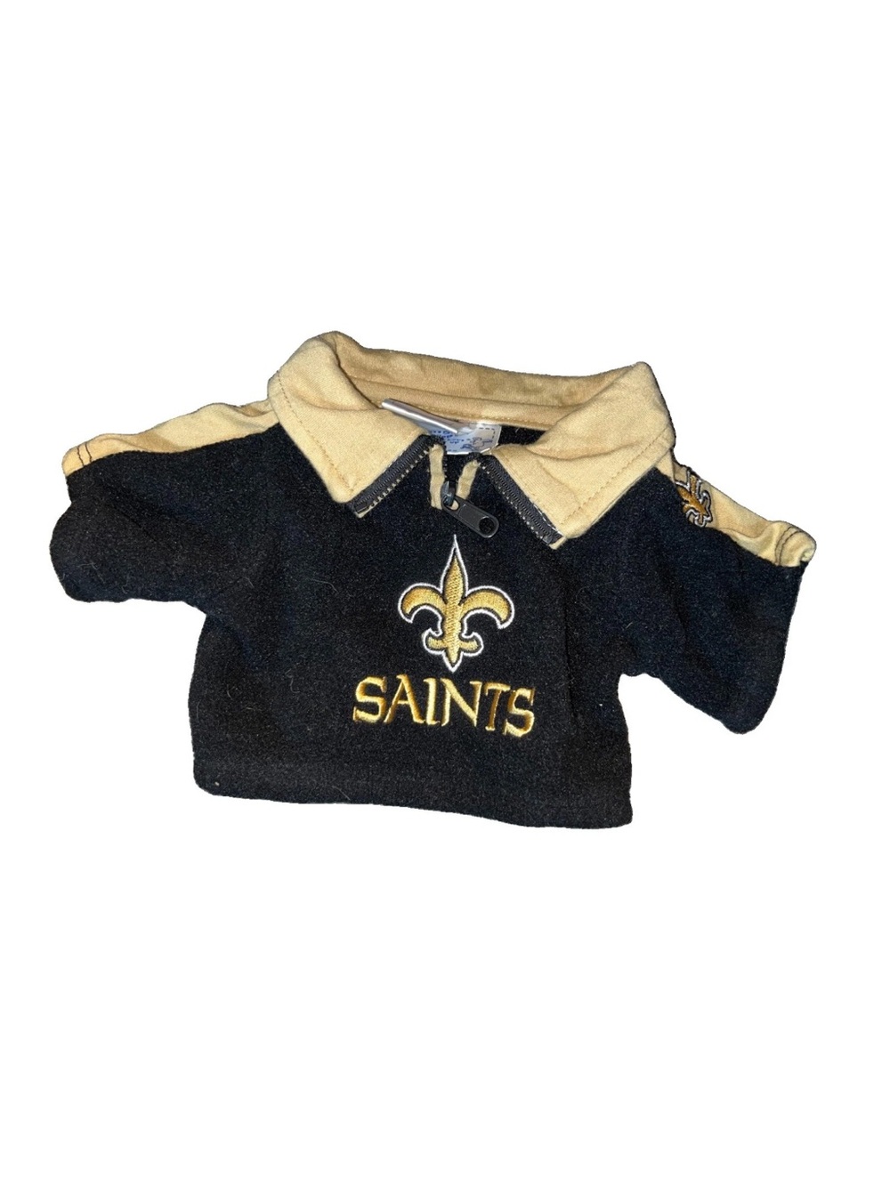 Build A Bear New Orleans Saints NFL Football Black Gold Zip Polo Shirt RARE HTF